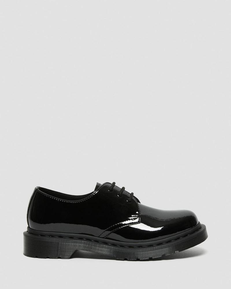 Black Women's Dr Martens 1461 Mono Patent Leather Oxfords Shoes | CA 358LIS